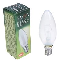 Лампа накаливания Favor B36 Свеча ДСМТ Е14 220В 60Вт 640Лм 2700К 37х100мм фото Лампа накаливания Favor B36 Свеча ДСМТ Е14 220В 60Вт 640Лм 2700К 37х100мм картинка